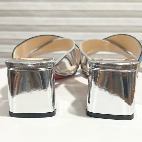 🌺CHRISTIAN LOUBOUTIN🌺 Arkenmule Silver Rainbow Mule Sandal Size: 36.5 - Picture 5 of 15